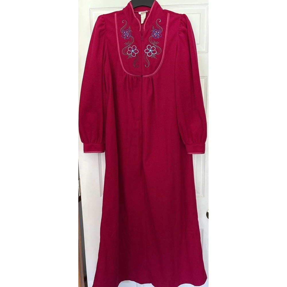 ADONNA Women's Small 8-10 Robe Lounge Gown Vintage House Coat Dress Fuchsia Pink